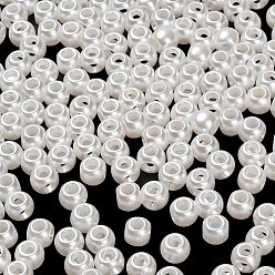 Белый Акриловые имитация жемчужные бусы, рондель, белые, 8x7x6 мм, отверстие : 2 мм