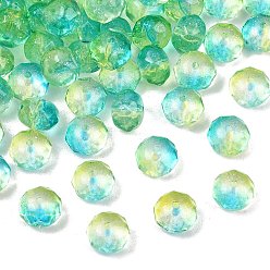 Dark Turquoise Two-Tone Transparent Acrylic Beads, Rondelle, with Glitter Powder, Faceted, Dark Turquoise, 10x8mm, Hole: 1.6mm, about 980pcs/500g