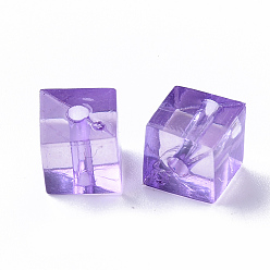 Mixed Color Transparent Acrylic Beads, Cube, Mixed Color, 7.5x7.5x7.5mm, Hole: 1.8mm, about 1100pcs/500g