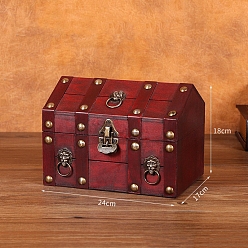 (123L) Белый крем непрозрачный блеск Прямоугольный ретро деревянный набор ювелирных изделий, органайзер для хранения коробок, сундук с сокровищами для сережек, Кольца, , огнеупорный кирпич, 24x17x18 см