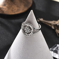 Нержавеющая Сталь Цвет 201 из нержавеющей стали Манжета кольца для женщин, с четким кубического циркония, ведьмин узел, цвет нержавеющей стали, 15 мм, внутренний диаметр: 18 мм