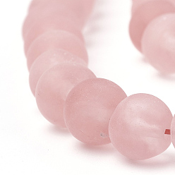 Cherry Quartz Glass Cherry Quartz Glass Beads Strands, Frosted, Round, 8mm, Hole: 1mm, about 47pcs/strand, 15.5 inch
