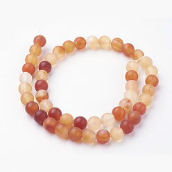 Carnelian Natural Carnelian Bead Strands, Round, Frosted, 8~8.5mm, Hole: 1mm, about 45~47pcs/strand, 14.9 inch(38cm)