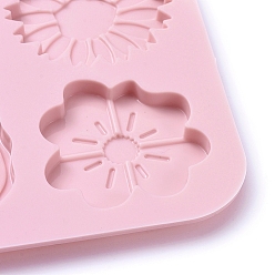 Pink Flower Food Grade Silicone Molds, Fondant Molds, Baking Molds, Chocolate, Candy, Biscuits, UV Resin & Epoxy Resin Jewelry Making, Pink, 230x166x7.5mm