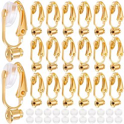 Золотой 36шт. латунные клипсы-серьги-конвертеры выводы, с удобными силиконовыми зажимами 36 шт. на подушечках серег, золотые, 19x6x9 мм, отверстие : 1 мм