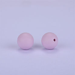 Lavender Round Silicone Focal Beads, Chewing Beads For Teethers, DIY Nursing Necklaces Making, Lavender, 15mm, Hole: 2mm