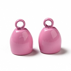 Hot Pink Spray Painted 201 Stainless Steel Cord Ends, Egg, Hot Pink, 11.5x8mm, Hole: 2mm, Inner Diameter: 6mm