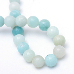 Amazonite Round Natural Grade A Amazonite Bead Strands, 8~9mm, Hole: 1mm, about 46pcs/strand, 15.3 inch