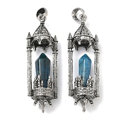 Апатит Крупные подвески из натурального драгоценного камня, ограненные в форме заостренного кулончика в форме пули., Подсвечник в виде замка с металлическими вставками, античное серебро, 67x21.5x15 мм, отверстие : 7.5x6.5 мм