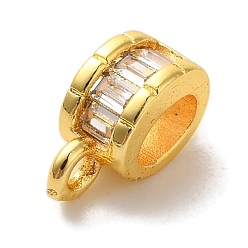 Золотой Колонна латунь микро паве кубический цирконий трубки поручни, долговечный, без кадмия и без свинца, золотые, 9.5x5x4 мм, отверстие : 1.4 мм, внутренний диаметр: 4x2 мм