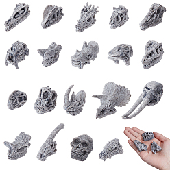 Темно-Серый 19 шт. миниатюрные украшения в виде динозавров из ПВХ, микроландшафтные декорации для имитации реквизита, разнообразные, темно-серый, 33.5~83.5x17.5~39.5x18.5~43 мм