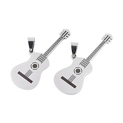 Нержавеющая Сталь Цвет 201 из нержавеющей стали большие кулоны, гитарные прелести, лазерная резка, цвет нержавеющей стали, 50.5x19x1.5 мм, отверстие : 8.5x4.5 мм