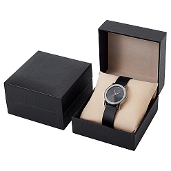 Античный Белый Черные бумажные коробки для часов с откидной крышкой и подушечкой внутри, квадратный, старинный белый, 10x10x6.3 см