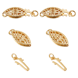 Золотой 2 шт. латунные застежки-коробки с полыми глазками, с прыжковых колец, золотые, 15x6x3 мм, отверстие : 1.5 мм