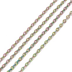 Rainbow Color Ионное покрытие (ip) 304 кабельные цепи из нержавеющей стали, с катушкой, пайки, , Радуга цветов, 1.7x1.2x0.2 мм, около 32.8 футов (10 м) / рулон