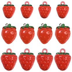 Красный 24 шт. 4 стили подвески из смолы и акрила, имитация фруктов, клубника, красные, 18~22x14~17x14 мм, отверстие : 2 мм, 6 шт / стиль