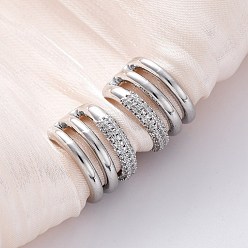 Платина Латунные серьги-манжеты из прозрачного кубического циркония, долговечный, без свинца и без кадмия, тройной с-образный, платина, 14.5x15.5x10.5 мм