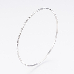 Нержавеющая Сталь Цвет Устойчивые к потускнению 304l буддийские браслеты из нержавеющей стали, пульсация, цвет нержавеющей стали, 2-5/8 дюйм (6.8 см), 2.5 мм