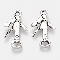Античное Серебро Сплавочные подвески тибетского стиля, открывалка для бутылок, без свинца и без кадмия, античное серебро, 21x12x2 мм, отверстие : 1.8 мм, Около 595 шт / 500 г