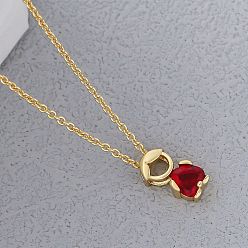 (123L) Белый крем непрозрачный блеск Латунный паве сердце кубический цирконий мальчик кулон кабель цепочка ожерелья, золотые, огнеупорный кирпич, 17.72 дюйм (45 см)