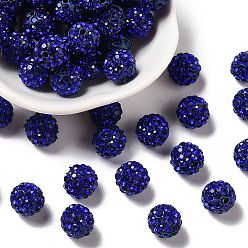 Sapphire Pave Disco Ball Beads, Polymer Clay Rhinestone Beads, Round, Sapphire, PP13(1.9~2mm), 6 Rows Rhinestone, 10mm, Hole: 1.5mm