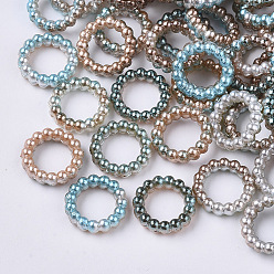 Dark Slate Gray ABS Plastic Imitation Pearl Linking Rings, Rainbow Gradient Mermaid Pearl, Round Ring, Dark Slate Gray, 14x3mm, Inner Diameter: 10mm, about 1000pcs/bag