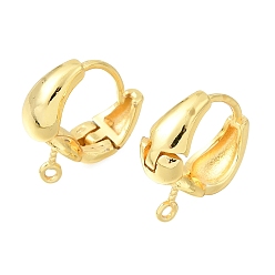 Золотой Латунные серьги-обручи, с горизонтальными петлями, долговечный, стойки покрытие, золотые, 15x13x6.5 мм, отверстие : 1 мм, штифты : 1 мм