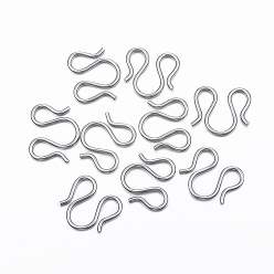 Stainless Steel Color Tarnish Resistant 304 Stainless Steel S-Hook Clasps, M Clasps, Stainless Steel Color, 11x12x1mm