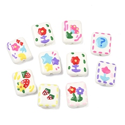 (52) Непрозрачная лаванда Фарфоровые бусины ручной работы, прямоугольные, яркие глазированный фарфор, разноцветные, 18x16x6.5~7.5 мм, отверстие : 1.6 мм