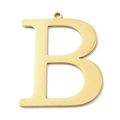 Letter B 304 подвески из нержавеющей стали, буквы, реальный 18 k позолоченный, ионное покрытие (ip), В письме, 40x30x1.4 мм, отверстие : 2 мм