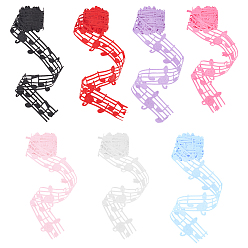 (52) Непрозрачная лаванда 14 ярды 7 цвета полиэфирные ленты, музыкальная нота полая лента для аксессуаров одежды, плоский, разноцветные, 1-1/8 дюйм (29~30 мм), 2 ярды / цвет