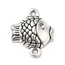 Antique Silver Tibetan Style Alloy Connector Charms, Fish Links, Antique Silver, 18x15x3.5mm, Hole: 1.4mm, about: 909pcs/1000g