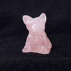Розовый Кварц Фигурка собаки из натурального розового кварца, украшение для дисплея, украшения из энергетических камней, 20x30 мм