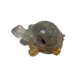 Флюорит Украшение для дисплея морской черепахи из смолы, с натуральными флюоритовыми чипсами внутри для украшения стола домашнего офиса, 45x30x25 мм