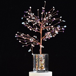 Смешанные камни Елочные украшения из крошки натуральных драгоценных камней, кубовидная основа, медная проволока, энергетический камень фэн-шуй, подарок для женщин и мужчин, медитация, 300 мм