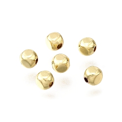 Настоящее золото 18K Латунные бусины, кубические, без свинца и без кадмия, стойки покрытие, прочное покрытие, реальный 18 k позолоченный, 2.5x2.5x2.5 мм, отверстие : 0.9 мм