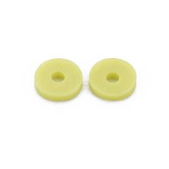 Green Yellow Eco-Friendly Handmade Polymer Clay Beads, Disc/Flat Round, Heishi Beads, Green Yellow, 6x1mm, Hole: 2mm, about 23500pcs/1000g