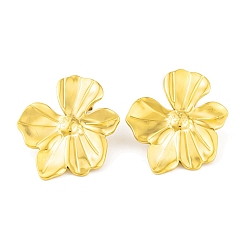 Настоящее золото 14K Ионное покрытие (ip) 304 серьги-гвоздики из нержавеющей стали для женщин, цветок, реальный 14 k позолоченный, 33x28 мм