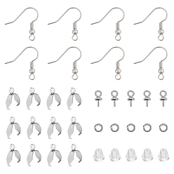 Stainless Steel Color 304 Stainless Steel Earring Hook, with Cup Pearl Peg Bails Pin Pendant, Ice Pick Pinch Bails and Jump Ring, Stainless Steel Color, 250pcs/box