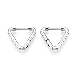 Нержавеющая Сталь Цвет Серьги из 304 нержавеющей стали, треугольные, цвет нержавеющей стали, 16.5x18~18.5x2.5 мм