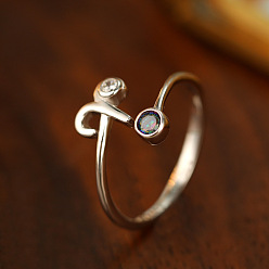 Овен Кольца-манжеты из стерлингового серебра с родиевым покрытием, инкрустированные кубическими цирконами, созвездий, платина, Овен, внутренний диаметр: 925 мм