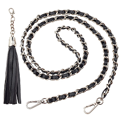 Silver Alloy Bag Chain Strap, with Swivel Clasps and Tassel, for Bag Chain Replacement Accessories, Silver, 130x1cm, Tassel: 16x1.9cm