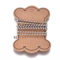 Stainless Steel Color 304 Stainless Steel Ball Chains, with Card Paper, Stainless Steel Color, 3.5mm