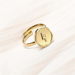 Золотой 304 из нержавеющей стали Манжета кольца для женщин, плоские круглые с молнией, ионное покрытие (ip), золотые, 13x12.5 мм, внутренний диаметр: 17 мм