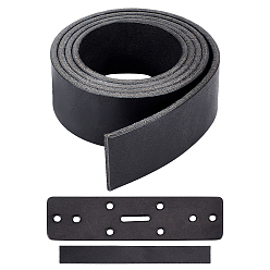 Black Cowhide Leather Bag Straps, Blank Belt Straps, Flat, Bag Replacement Accessories, Black, 41-3/8~51-1/8 inch(105~130cm)