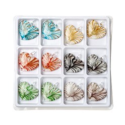 (52) Непрозрачная лаванда Ручной работы подвески золотые бусины песка, сердце, разноцветные, 44~47x42~45x12~17 мм, отверстие : 5.5~7.5x5~8 мм, 12 шт / коробка