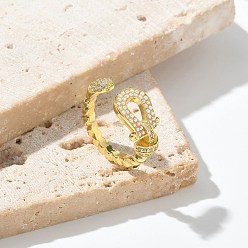 Настоящее золото 18K Латунные кольца из манжеты с прозрачным цирконием, абс пластик жемчуг украшения для женщин, долговечный, стойки покрытие, без свинца и без кадмия, реальный 18 k позолоченный, 10.5 мм, размер США 6 (16.5 мм)