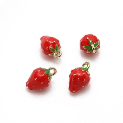 Клубника Латунь эмаль прелести, золотые, клубника, 11x7 мм