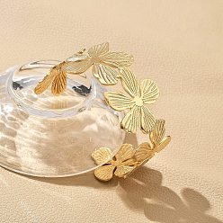 Настоящее золото 18K Ионное покрытие(ip) цветок 304 браслеты-манжеты из нержавеющей стали для женщин, цветок, реальный 18 k позолоченный, внутренний диаметр: 2-1/4 дюйм (5.55 см)