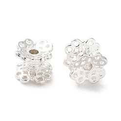 Серебро Рейка из латунной проставки, долговечный, без свинца и без кадмия, цветок, волнистый край, серебряные, 5.5x4.5 мм, отверстие : 1 мм